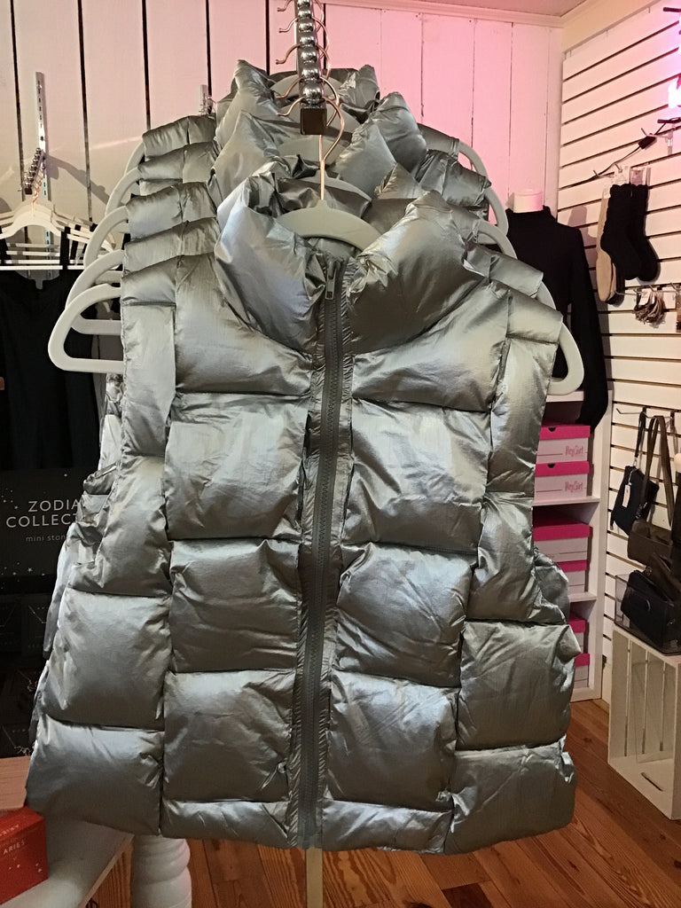 Metallic Shiny Puffer Vest