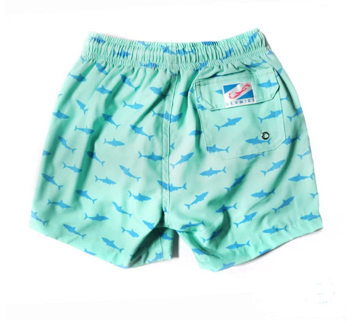 Green Shark Swim Trunks